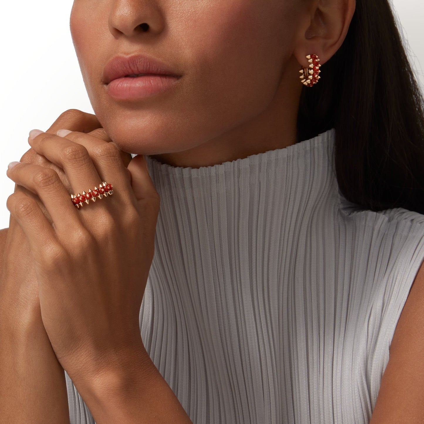 [Noble Aura jewelry]CLASH 7.9MM AGATE CHALCEDONY EARRINGS