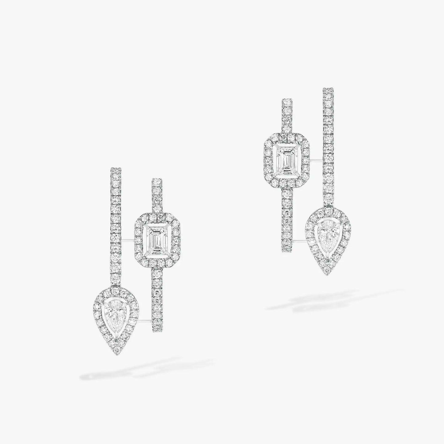 [Noble Aura jewelry]CREOLES MY TWIN 2 RANGS SILVER DIAMOND EARRINGS