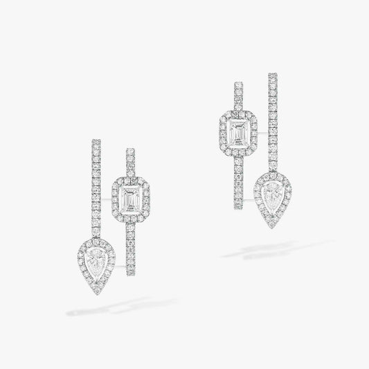 [Noble Aura jewelry]CREOLES MY TWIN 2 RANGS SILVER DIAMOND EARRINGS