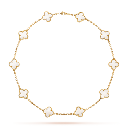 [Noble Aura jewelry]CLOVER 10 MOTIFS WHITE MOTHER OF PEARL NECKLACE