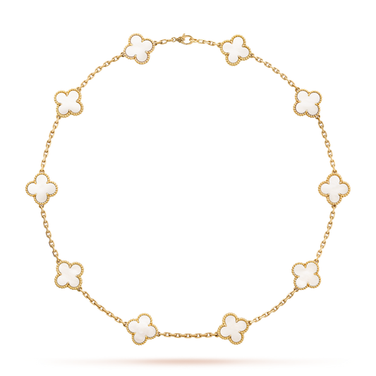 [Noble Aura jewelry]CLOVER 10 MOTIFS WHITE MOTHER OF PEARL NECKLACE