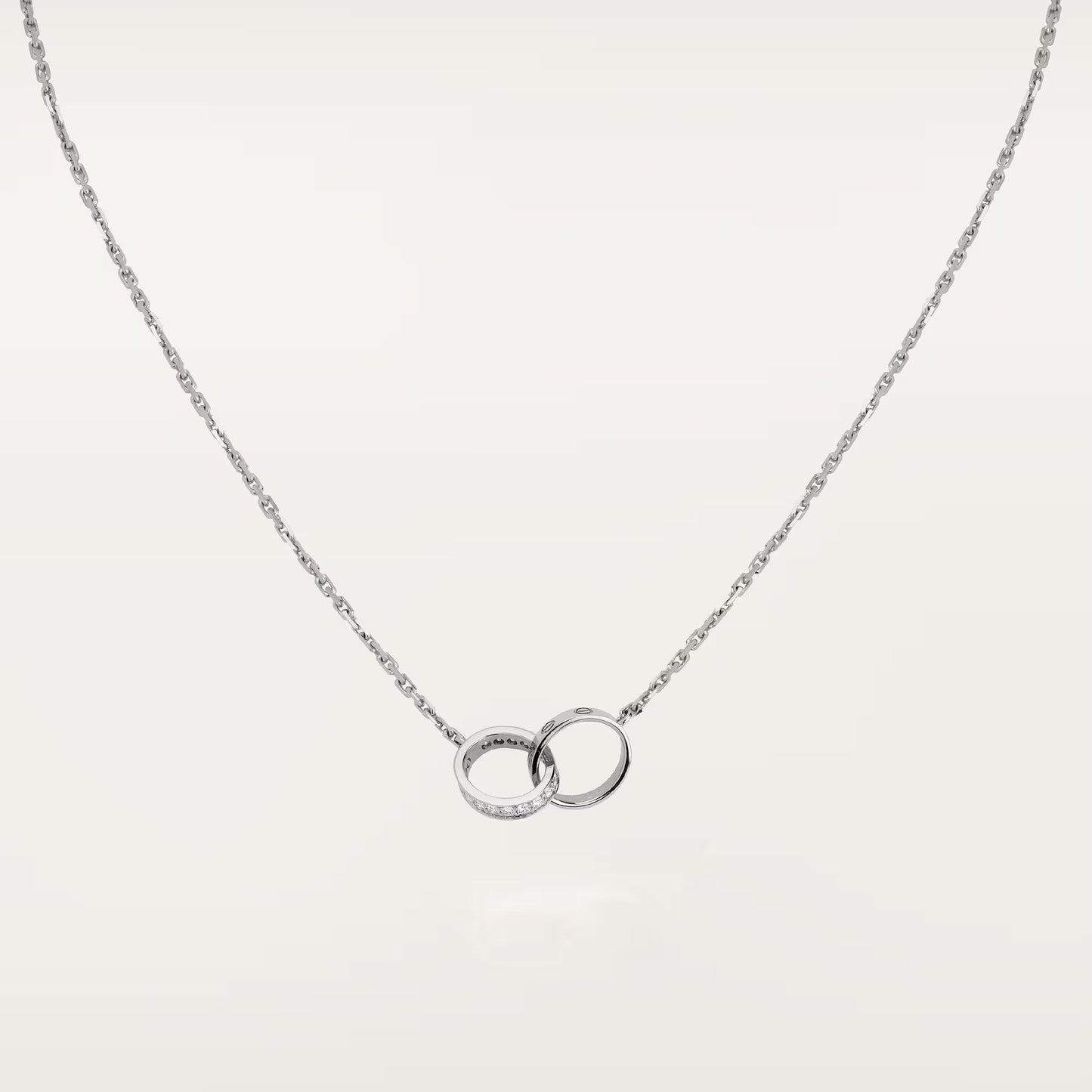 [Noble Aura jewelry]LOVE DOUBLE RING HALF DIAMOND NECKLACE
