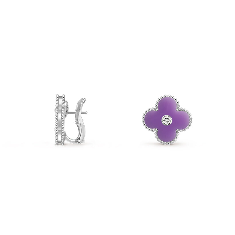 [Noble Aura jewelry]CLOVER SILVER 15MM MOP DIAMOND EARRINGS COLLECTION