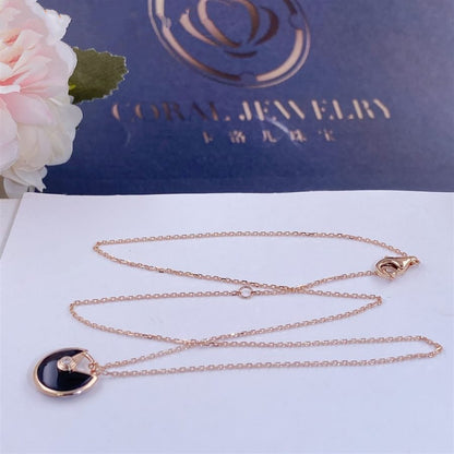 [Noble Aura jewelry]AMULETTE ROSE GOLD ONYX NECKLACE