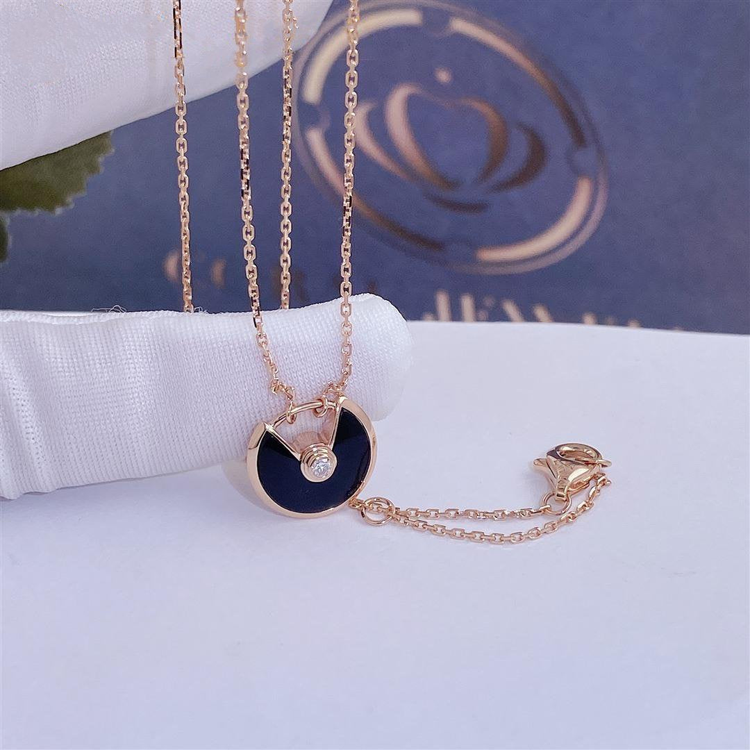 [Noble Aura jewelry]AMULETTE ROSE GOLD ONYX NECKLACE