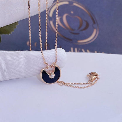 [Noble Aura jewelry]AMULETTE ROSE GOLD ONYX NECKLACE