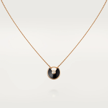[Noble Aura jewelry]AMULETTE ROSE GOLD ONYX NECKLACE