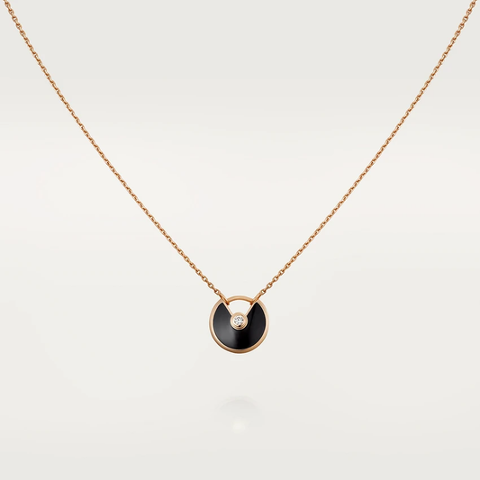[Noble Aura jewelry]AMULETTE ROSE GOLD ONYX NECKLACE