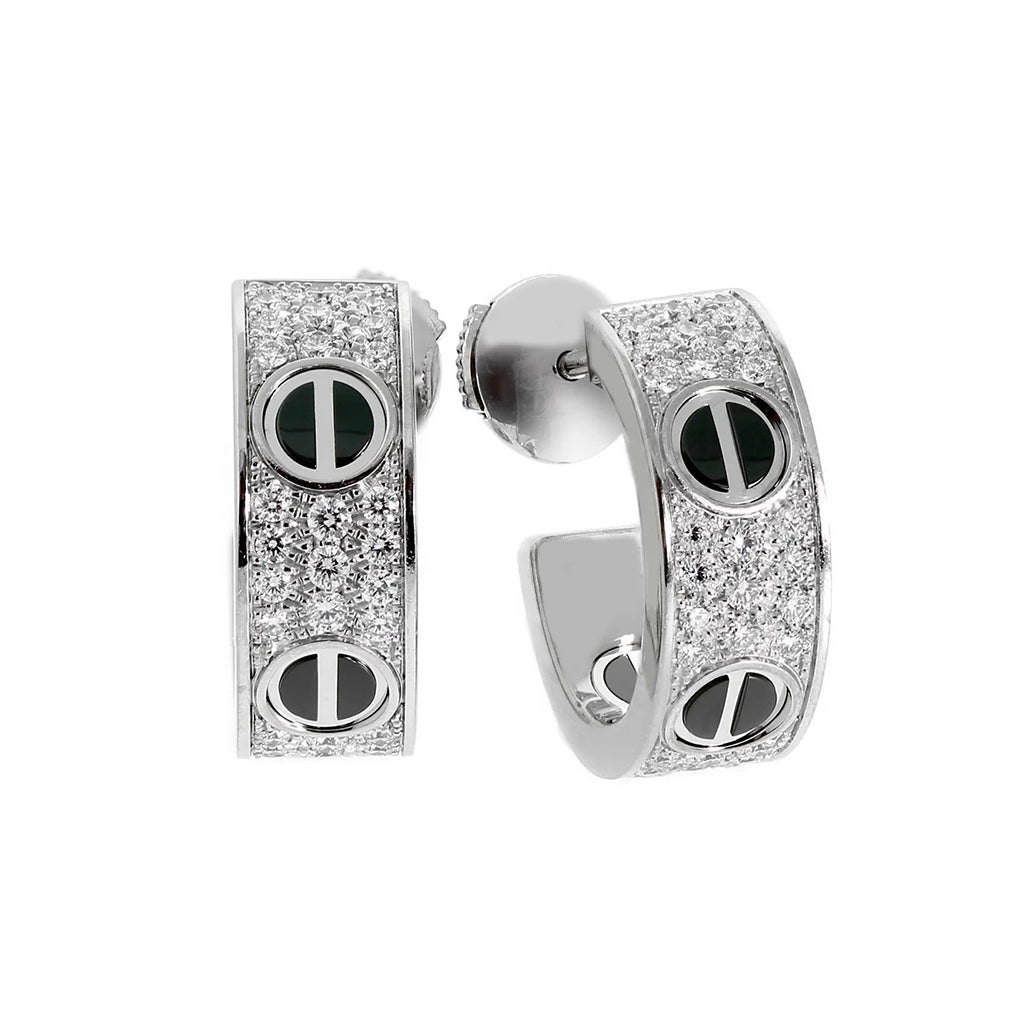 [Noble Aura jewelry]LOVE CERAMIC DIAMOND PAVED SILVER EARRINGS