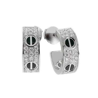 [Noble Aura jewelry]LOVE CERAMIC DIAMOND PAVED SILVER EARRINGS