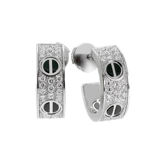 [Noble Aura jewelry]LOVE CERAMIC DIAMOND PAVED SILVER EARRINGS