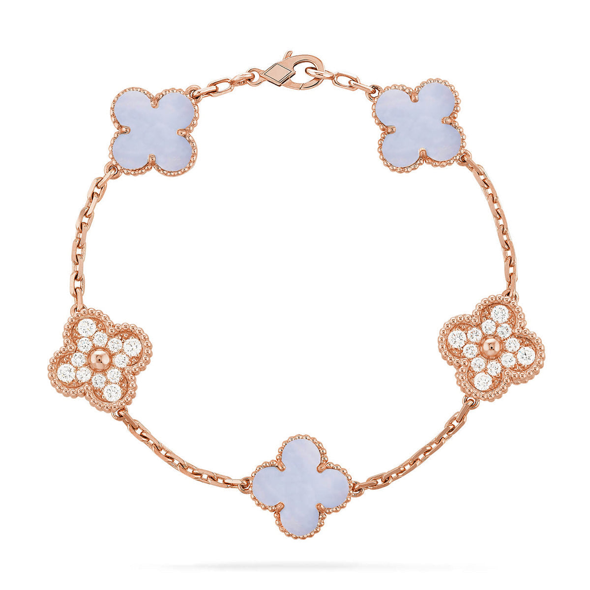 [Noble Aura jewelry] CLOVER 5 MOTIF PURPLE CHALCEDONY BRACELET COLLECTION