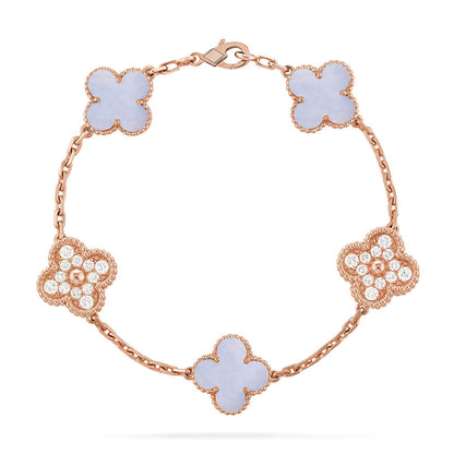 [Noble Aura jewelry] CLOVER 5 MOTIF PURPLE CHALCEDONY BRACELET COLLECTION