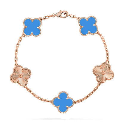 [Noble Aura jewelry] CLOVER 5 MOTIF BLUE AGATE BRACELET COLLECTION