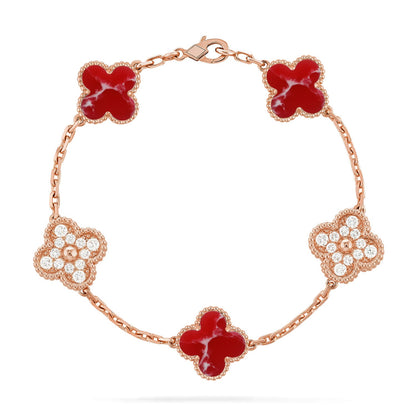 [Noble Aura jewelry]CLOVER 5 MOTIF RED PATTERN BRACELET COLLECTION