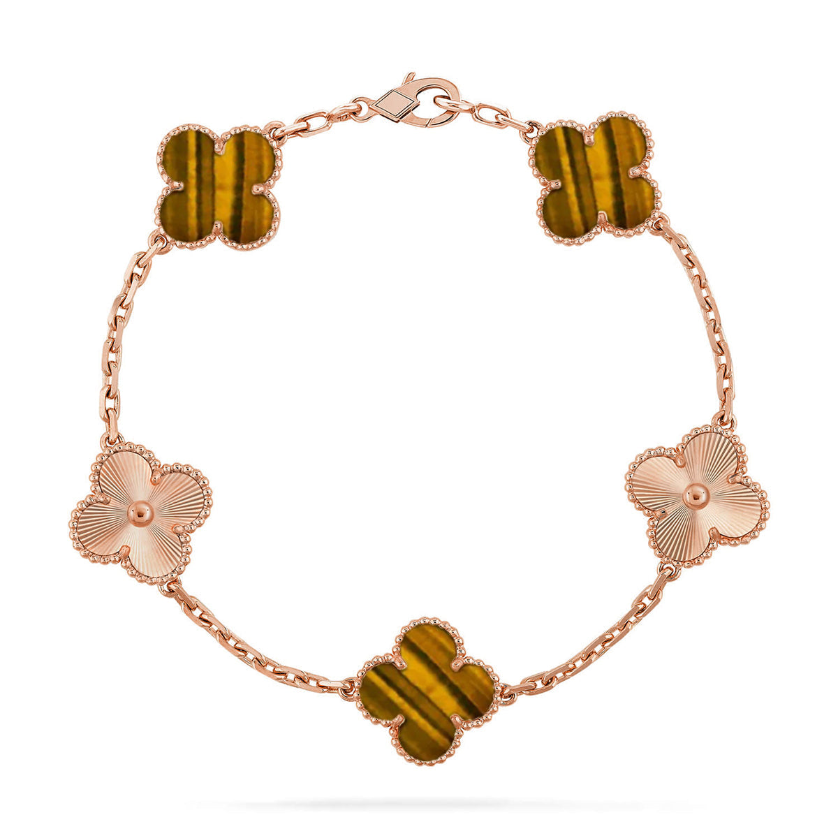 [Noble Aura jewelry] CLOVER 5 MOTIFS TIGER EYE BRACELET COLLECTION