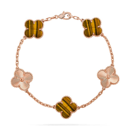 [Noble Aura jewelry] CLOVER 5 MOTIFS TIGER EYE BRACELET COLLECTION