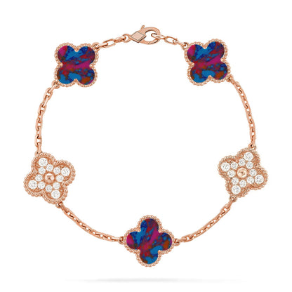 [Noble Aura jewelry]CLOVER 5 MOTIF COLOR GEMSTONES BRACELET COLLECTION