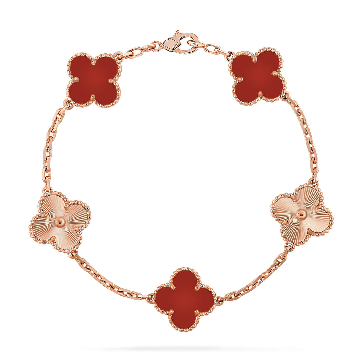 [Noble Aura jewelry] CLOVER 5 MOTIF RED CORNELIAN BRACELET COLLECTION