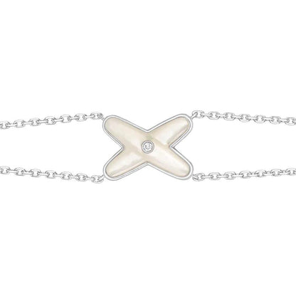 [Noble Aura jewelry]JEUX BRACELET WHITE MOP SILVER 1 DIAMOND