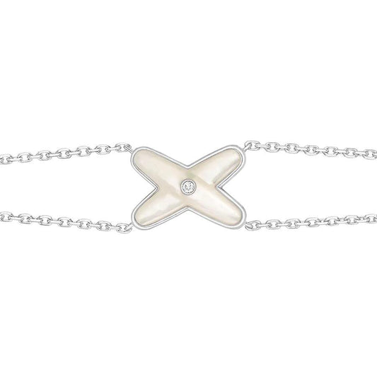 [Noble Aura jewelry]JEUX BRACELET WHITE MOP SILVER 1 DIAMOND