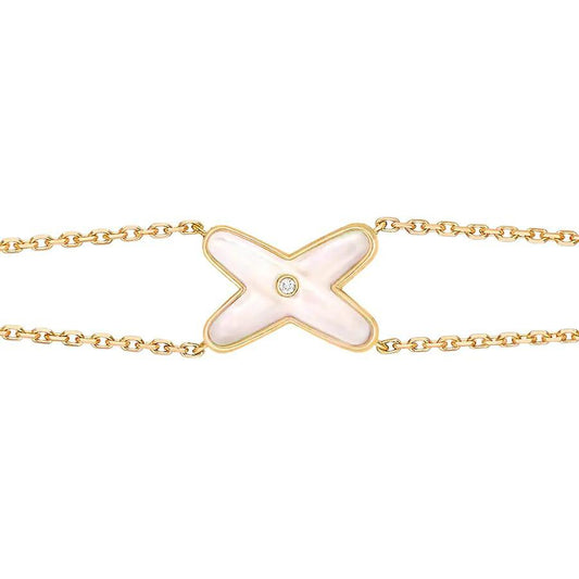 [Noble Aura jewelry]JEUX BRACELET WHITE MOP GOLD 1 DIAMOND