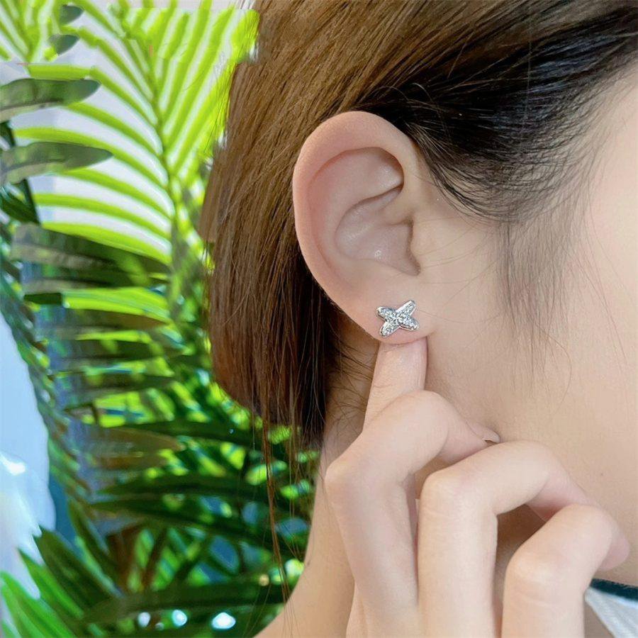 [Noble Aura jewelry]JEUX DE SILVER DIAMOND EARRINGS