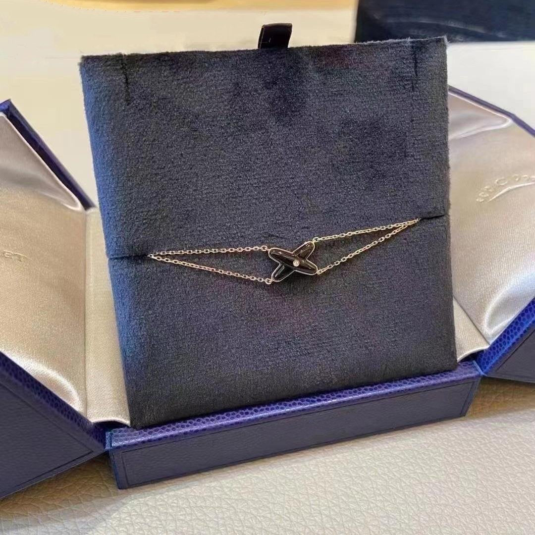 [Noble Aura jewelry]JEUX BRACELET ONYX PINK GOLD 1 DIAMOND