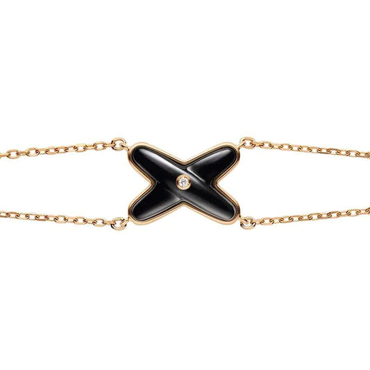 [Noble Aura jewelry]JEUX BRACELET ONYX PINK GOLD 1 DIAMOND