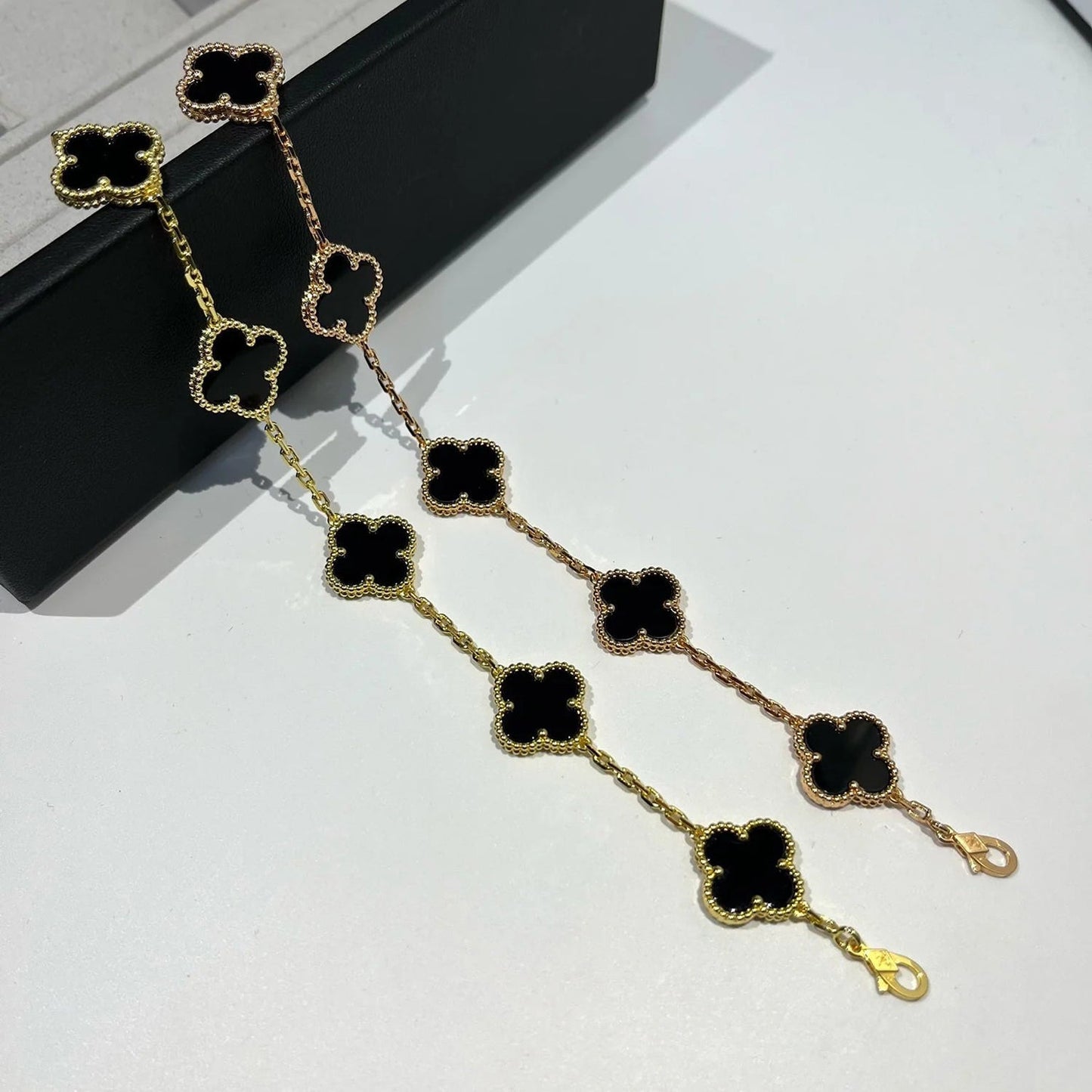 [Noble Aura jewelry]CLOVER  5 MOTIFS BLACK ONYX BRACELET