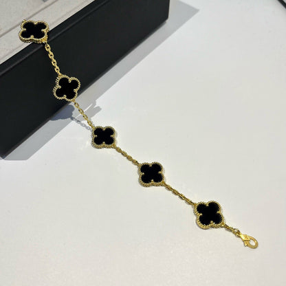 [Noble Aura jewelry]CLOVER  5 MOTIFS BLACK ONYX BRACELET