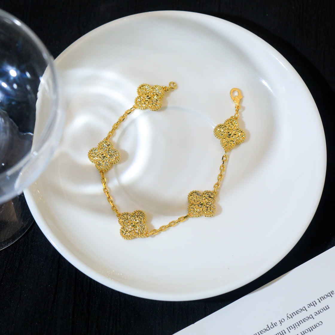 [Noble Aura jewelry]CLOVER 5 MOTIFS BRONZING BRACELET