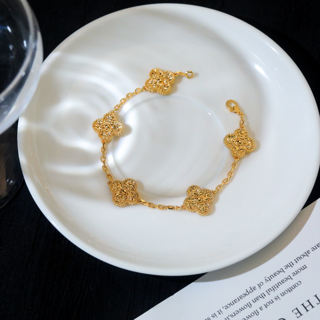 [Noble Aura jewelry]CLOVER 5 MOTIFS BRONZING BRACELET