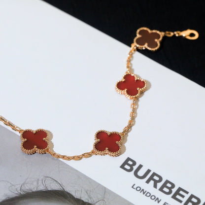 [Noble Aura jewelry]CLOVER 5 MOTIFS RED AGATE  BRACELET