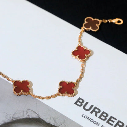 [Noble Aura jewelry] CLOVER 5 MOTIF RED CORNELIAN BRACELET COLLECTION