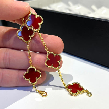 [Noble Aura jewelry]CLOVER 5 MOTIFS RED AGATE  BRACELET
