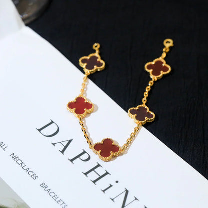 [Noble Aura jewelry] CLOVER 5 MOTIF RED CORNELIAN BRACELET COLLECTION