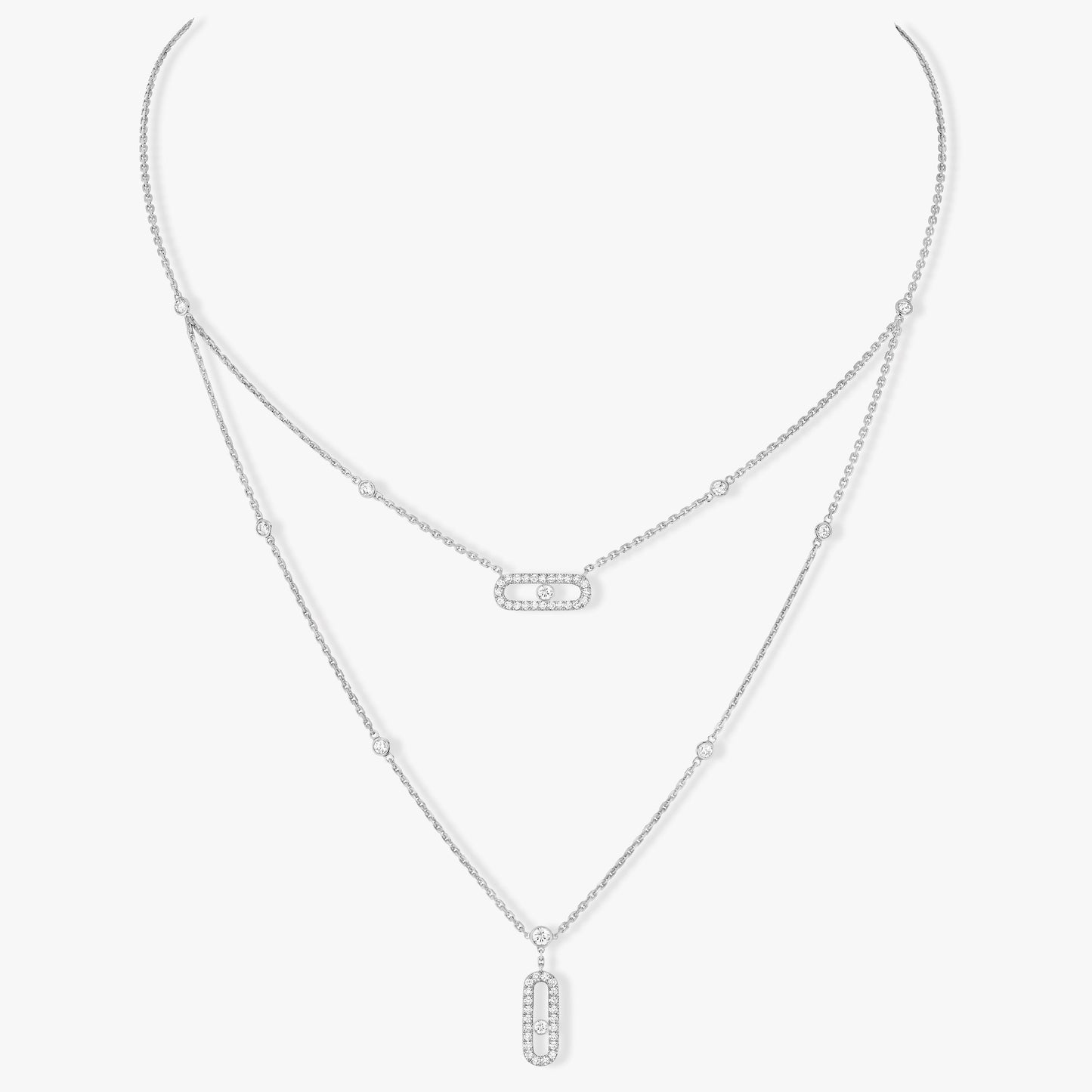 [Noble Aura jewelry]MOVE 2 ROW DIAMOND NECKLACE
