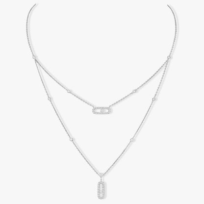 [Noble Aura jewelry]MOVE 2 ROW DIAMOND NECKLACE
