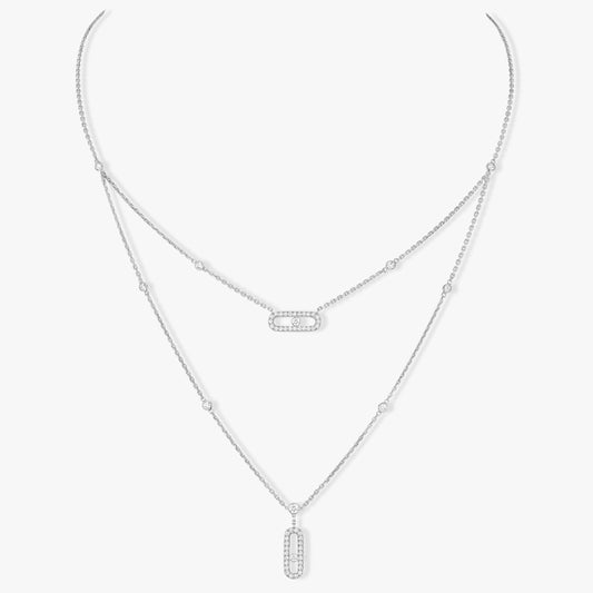 [Noble Aura jewelry]MOVE 2 ROW DIAMOND NECKLACE