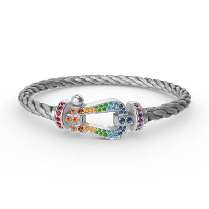[Noble Aura jewelry]FORC LARGE HORSESHOE  COLORED DIAMOND BRACELET SILVER