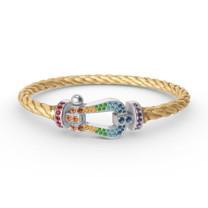 [Noble Aura jewelry]FORC LARGE HORSESHOE  COLORED DIAMOND BRACELET SILVER
