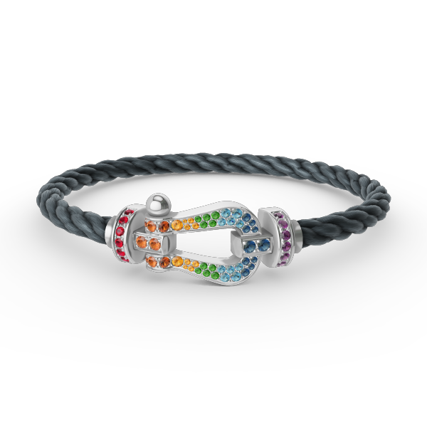 [Noble Aura jewelry]FORC LARGE HORSESHOE  COLORED DIAMOND BRACELET SILVER
