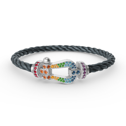[Noble Aura jewelry]FORC LARGE HORSESHOE  COLORED DIAMOND BRACELET SILVER