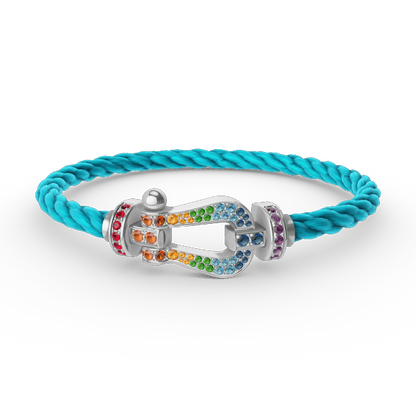 [Noble Aura jewelry]FORC LARGE HORSESHOE  COLORED DIAMOND BRACELET SILVER