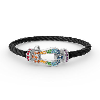 [Noble Aura jewelry]FORC LARGE HORSESHOE  COLORED DIAMOND BRACELET SILVER