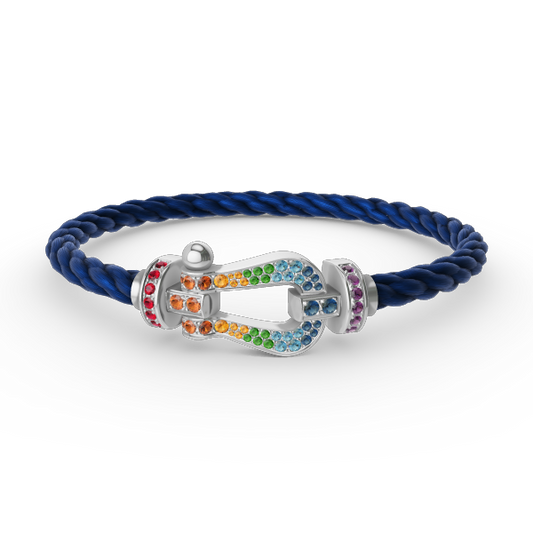 [Noble Aura jewelry]FORC LARGE HORSESHOE  COLORED DIAMOND BRACELET SILVER