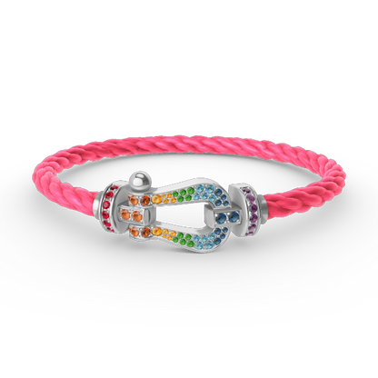 [Noble Aura jewelry]FORC LARGE HORSESHOE  COLORED DIAMOND BRACELET SILVER