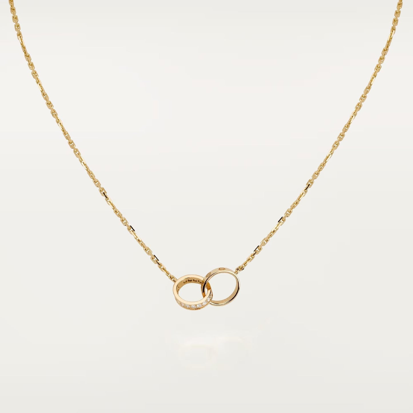 [Noble Aura jewelry]LOVE DOUBLE RING HALF DIAMOND NECKLACE