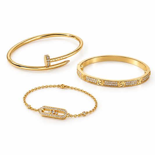 [Noble Aura jewelry] LOVE & JUSTE Baby Move Diamond Bracelet Stack Set